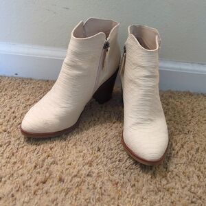 White Faux Snakeskin Boots